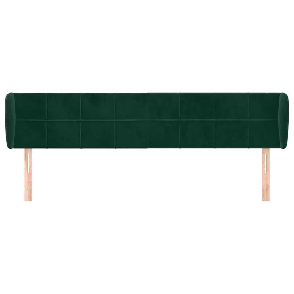 sengegavl med kanter 203x23x78/88 cm fløjl mørkegrøn