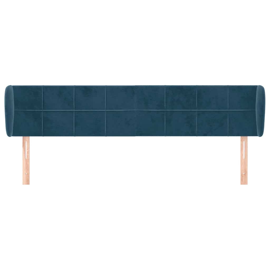 sengegavl med kanter 203x23x78/88 cm fløjl mørkeblå