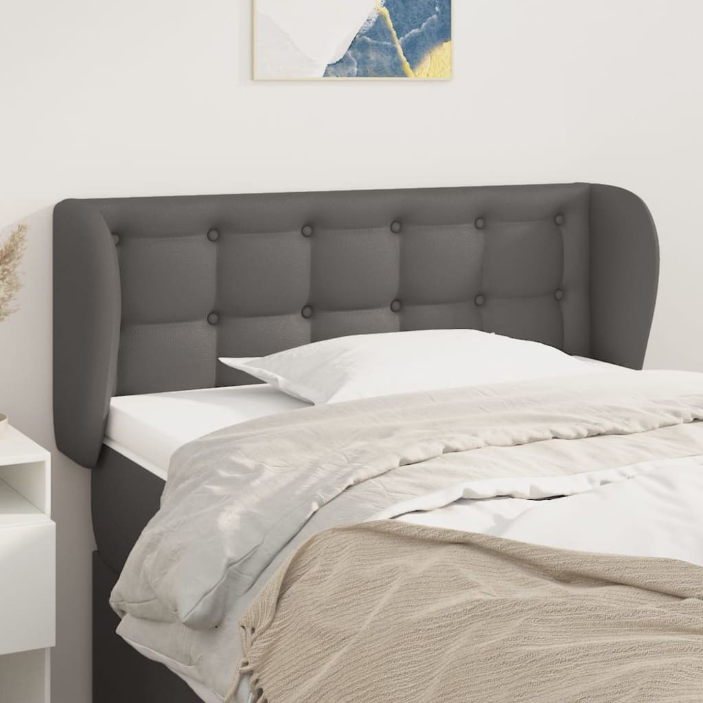 sengegavl med kanter 83x23x78/88 cm kunstlæder grå