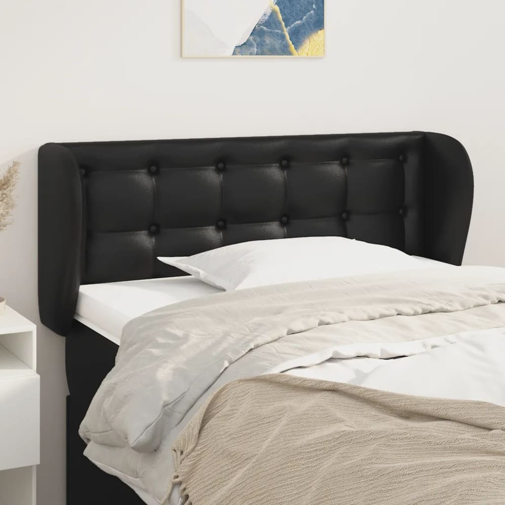 sengegavl med kanter 93x23x78/88 cm kunstlæder sort