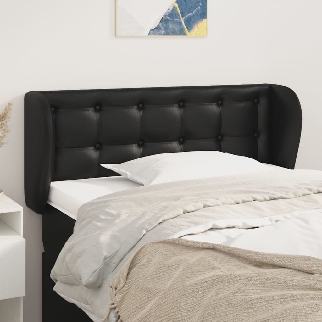 sengegavl med kanter 103x23x78/88 cm kunstlæder sort