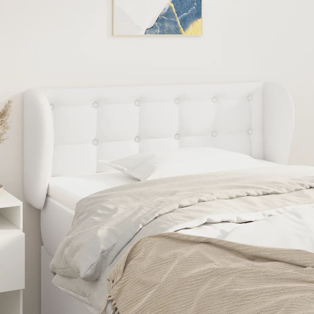 sengegavl med kanter 103x23x78/88 cm kunstlæder hvid