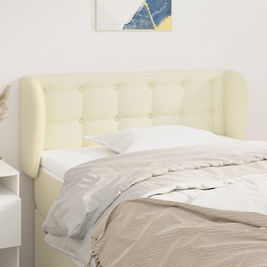 sengegavl med kanter 103x23x78/88 cm kunstlæder cremefarvet