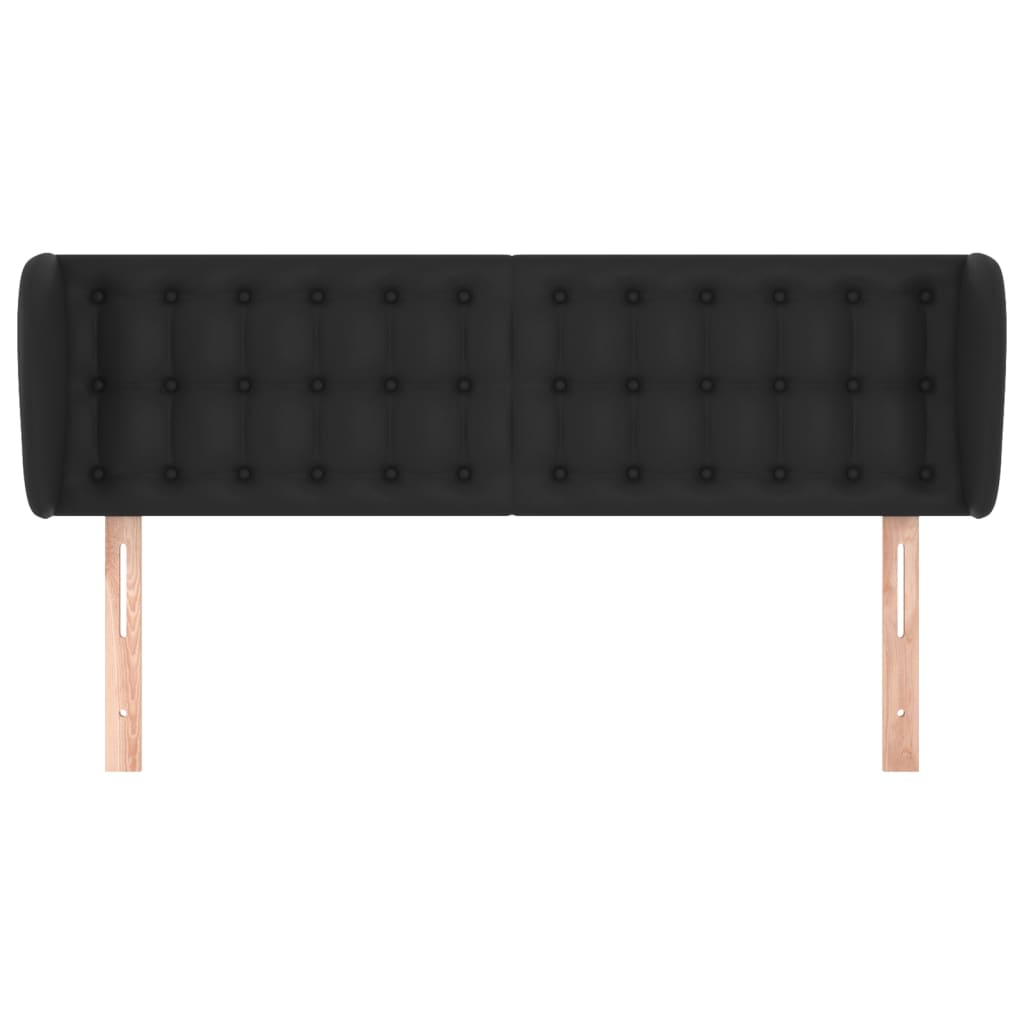 sengegavl med kanter 147x23x78/88 cm kunstlæder sort