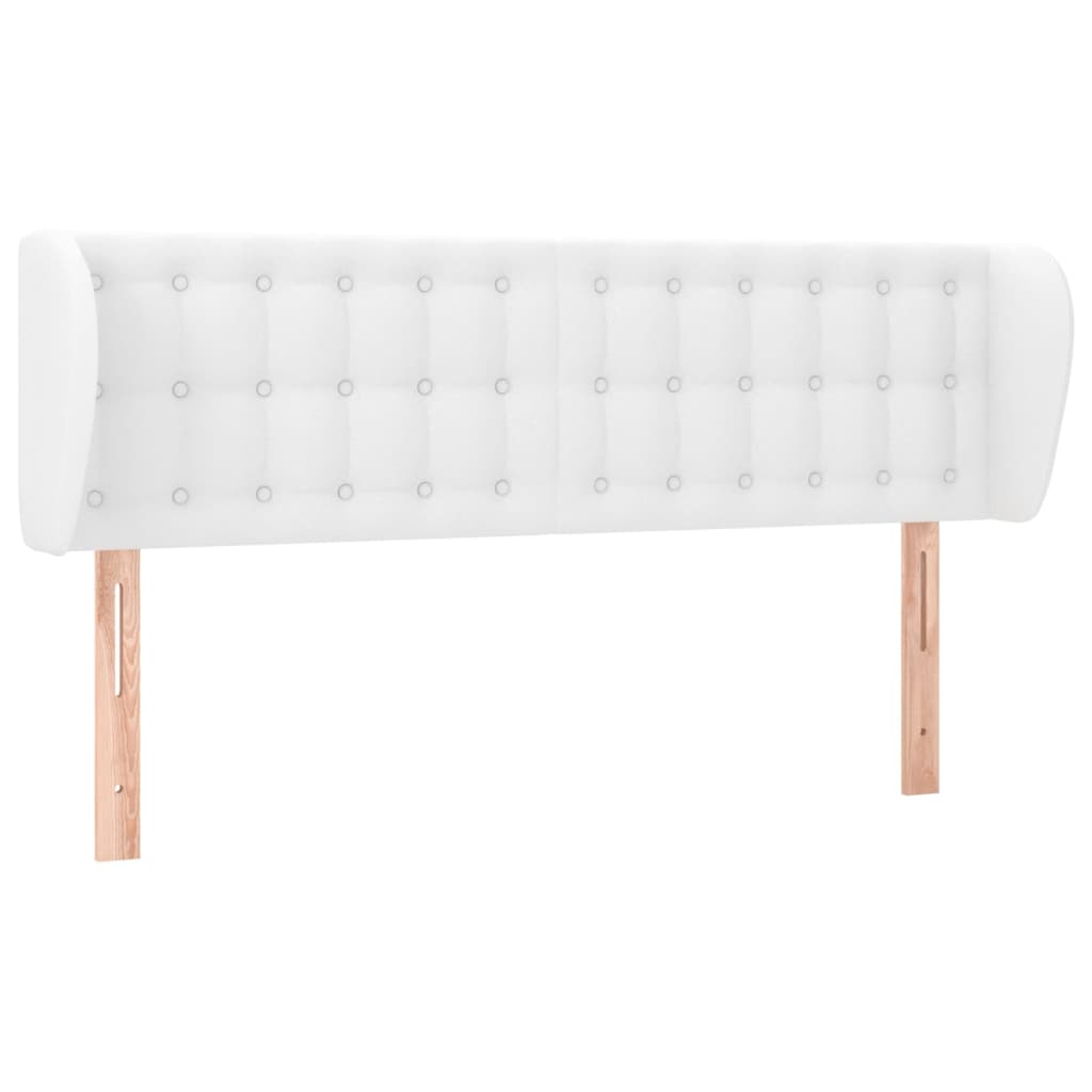 sengegavl med kanter 147x23x78/88 cm kunstlæder hvid