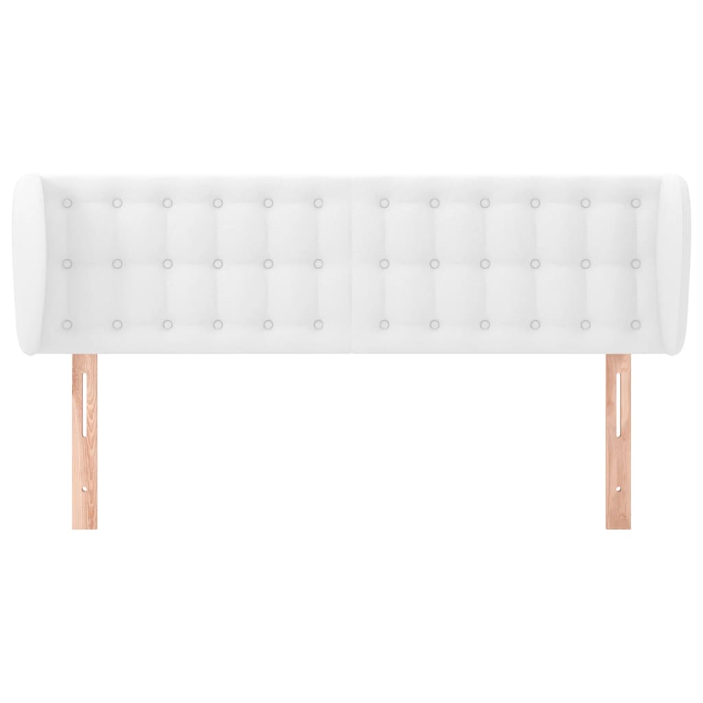 sengegavl med kanter 147x23x78/88 cm kunstlæder hvid