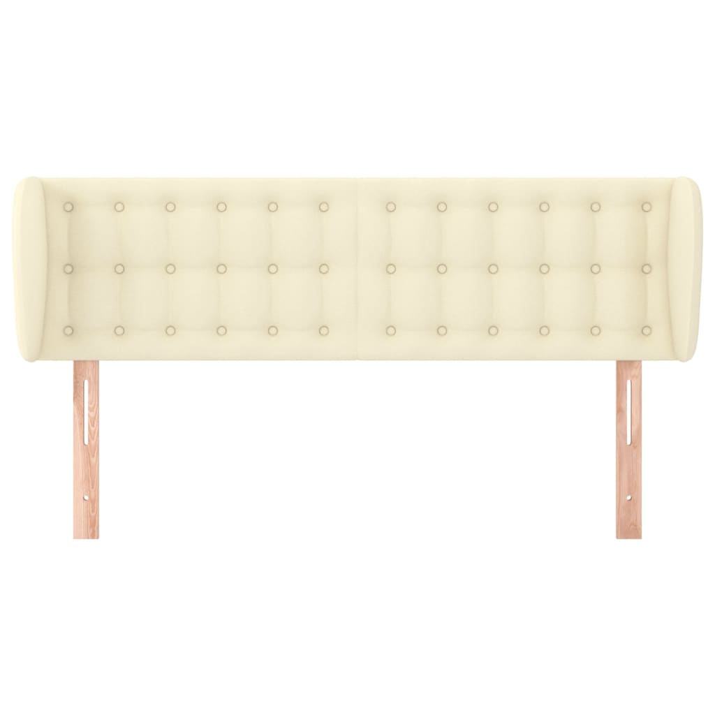 sengegavl med kanter 147x23x78/88 cm kunstlæder cremefarvet