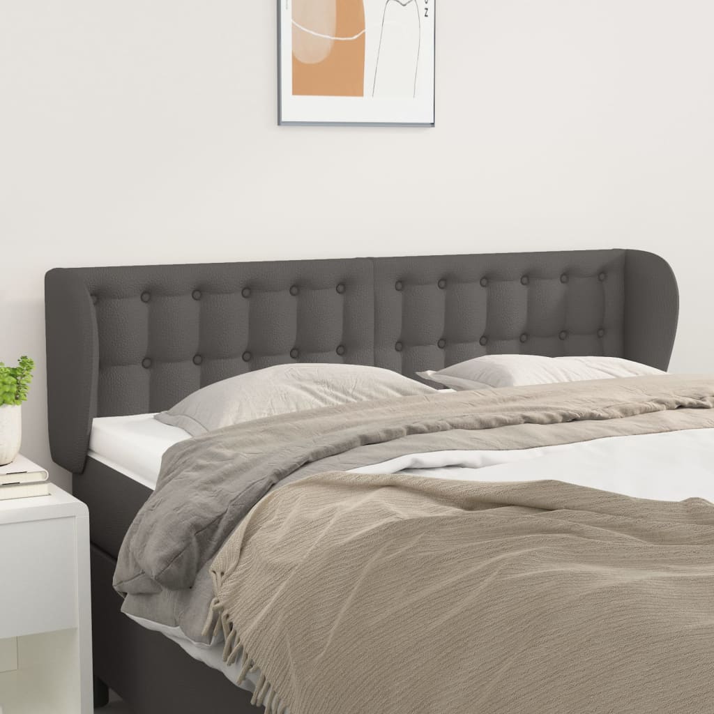 sengegavl med kanter 147x23x78/88 cm kunstlæder grå