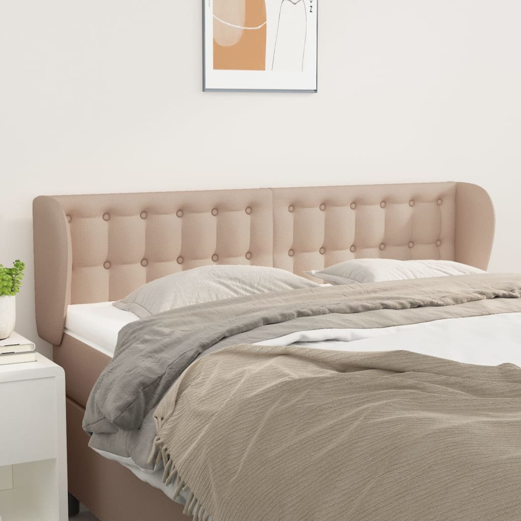 sengegavl med kanter 147x23x78/88 cm kunstlæder cappuccino
