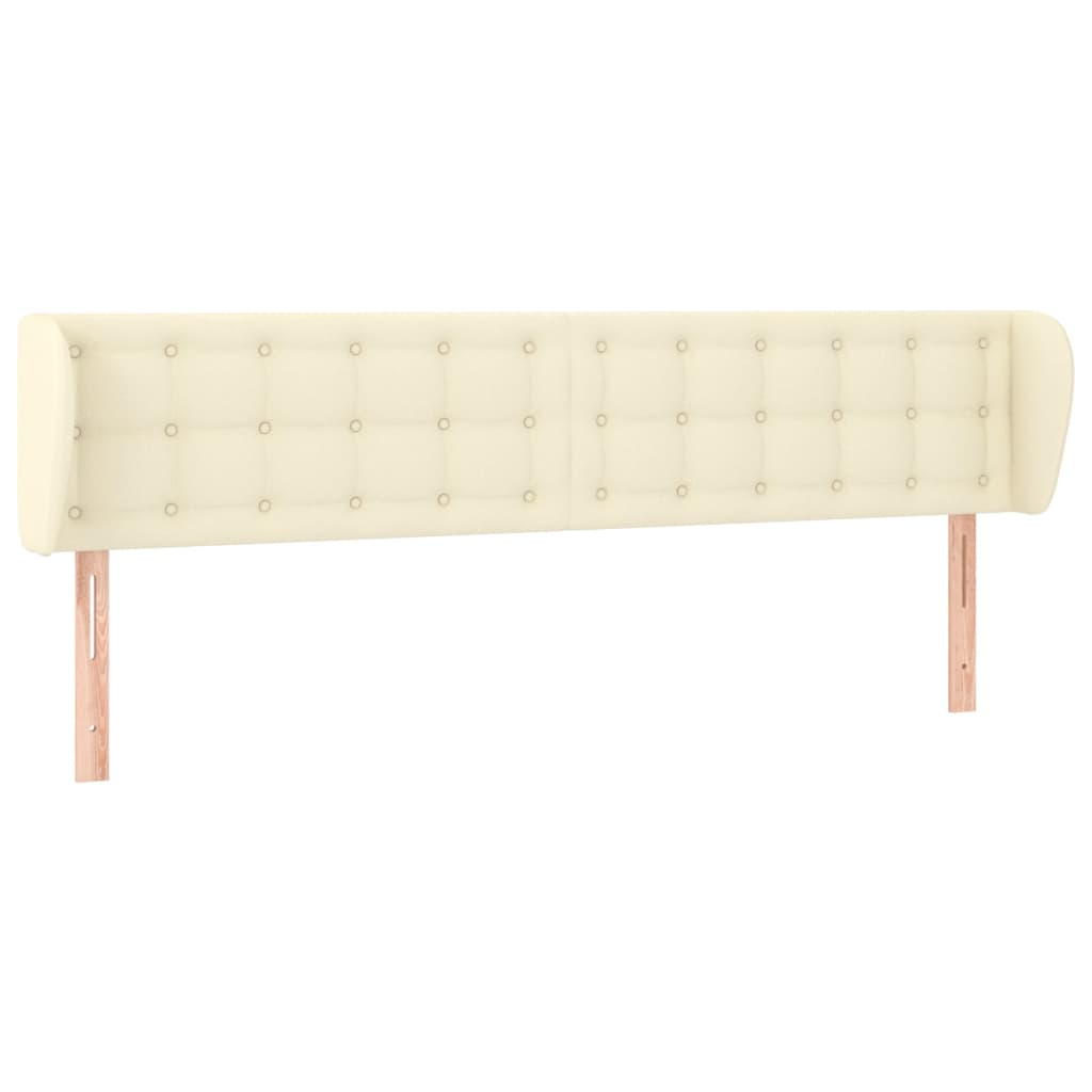 sengegavl med kanter 163x23x78/88 cm kunstlæder cremefarvet