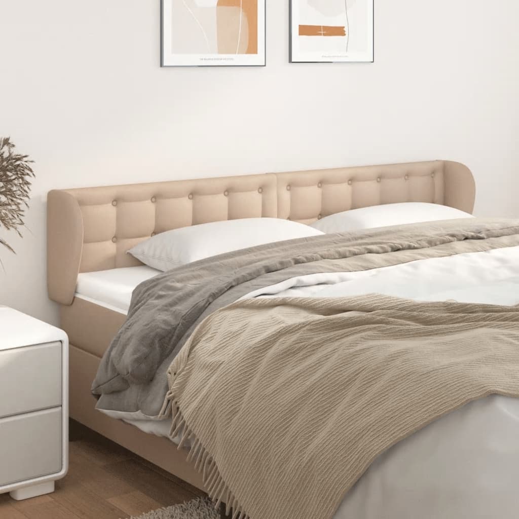 sengegavl med kanter 163x23x78/88 cm kunstlæder cappuccino