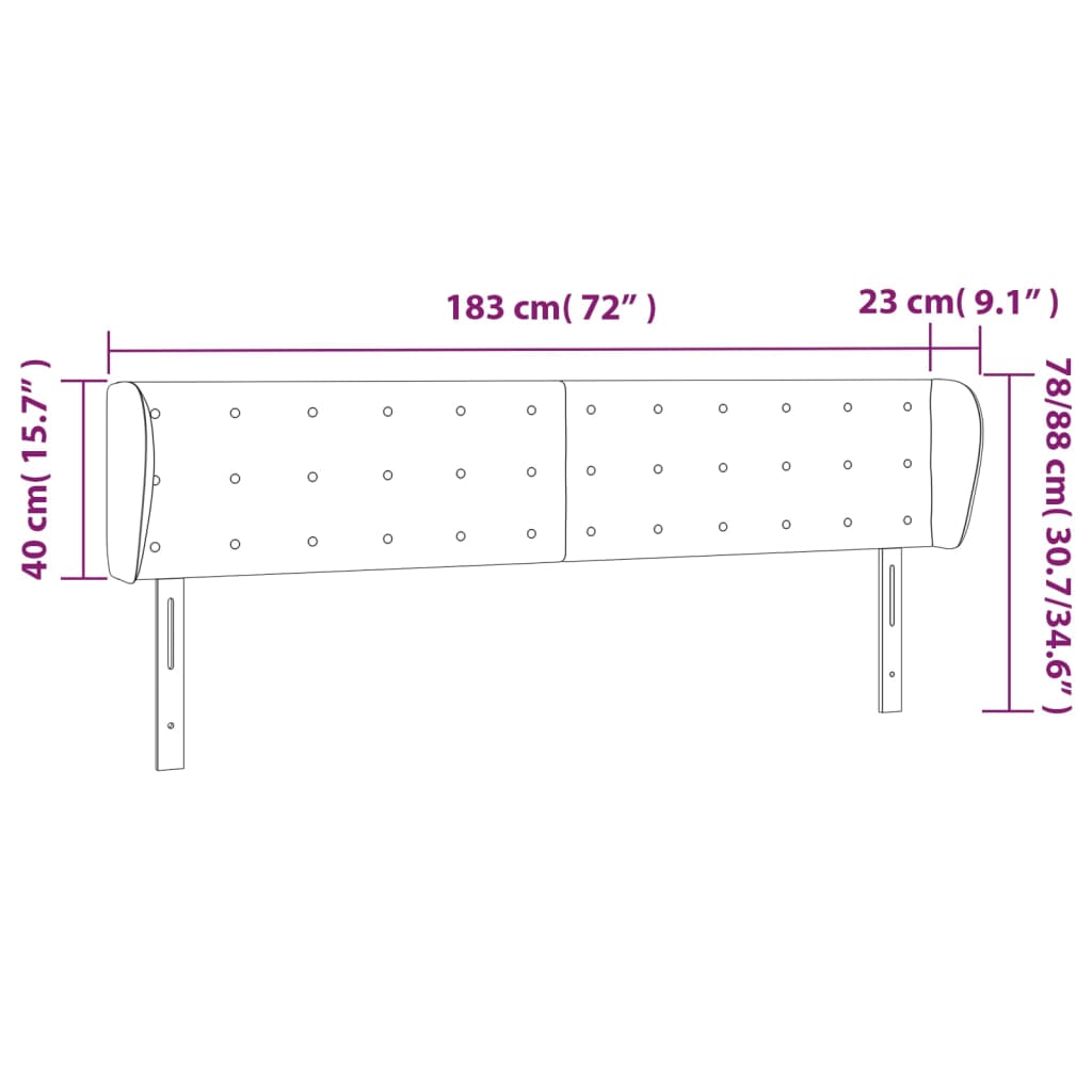 sengegavl med kanter 183x23x78/88 cm kunstlæder sort