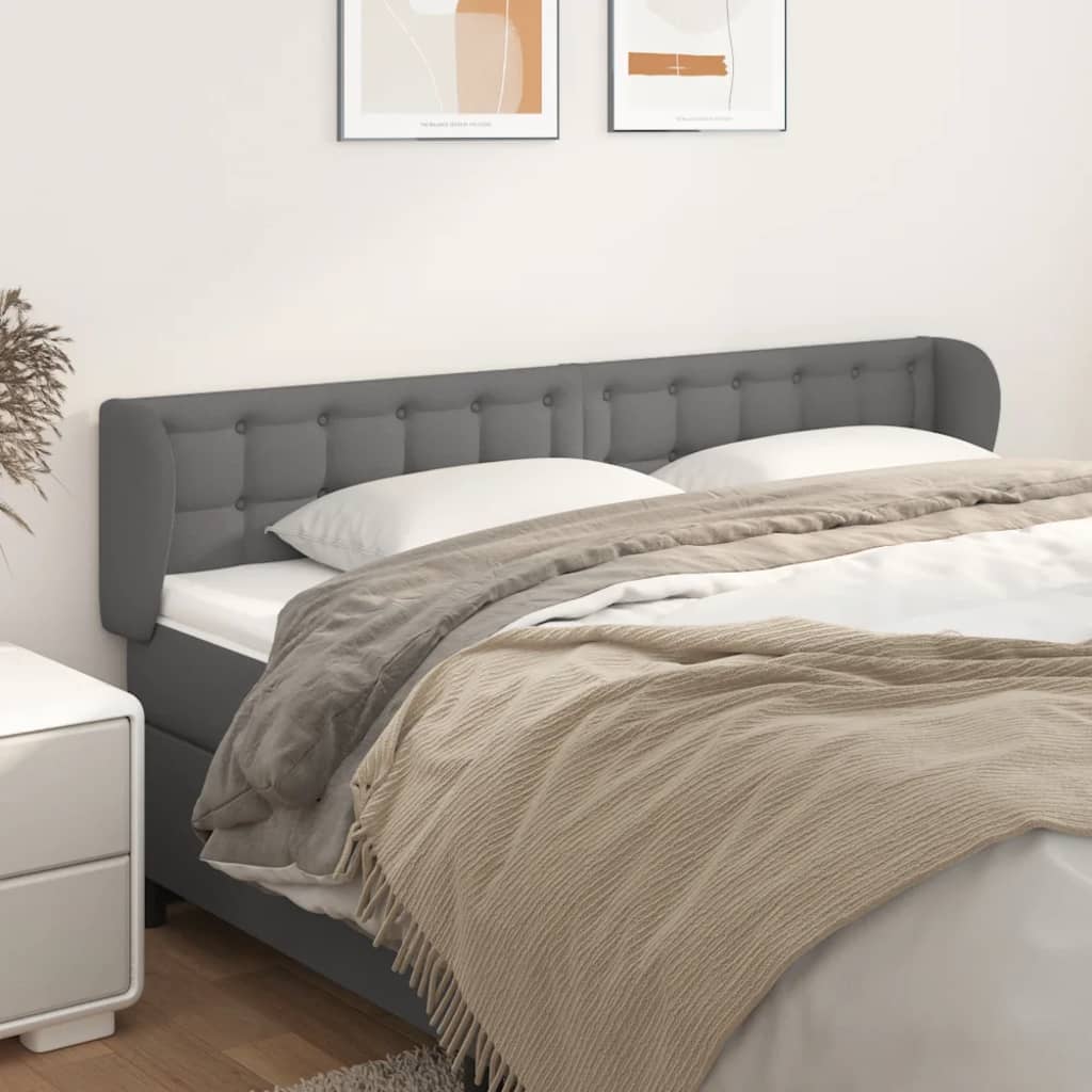 sengegavl med kanter 183x23x78/88 cm kunstlæder grå