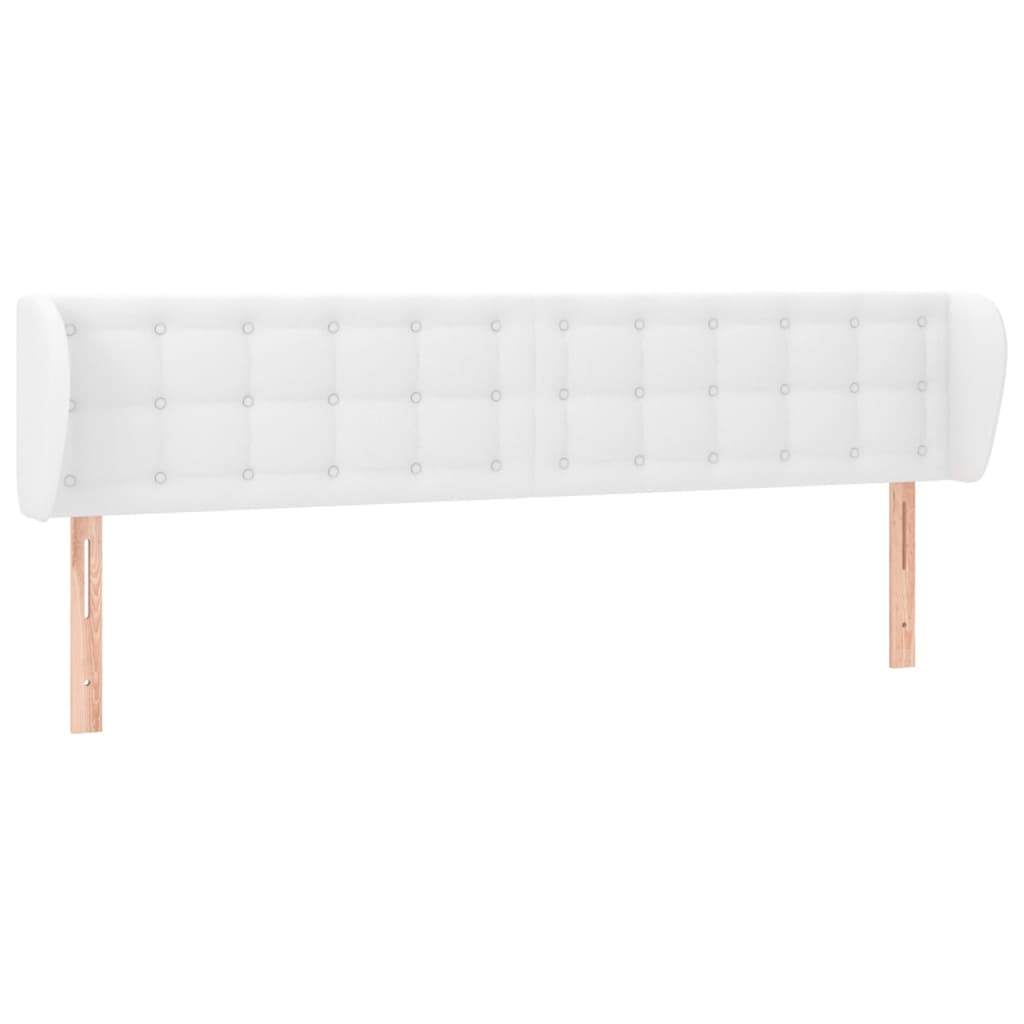 sengegavl med kanter 203x23x78/88 cm kunstlæder hvid