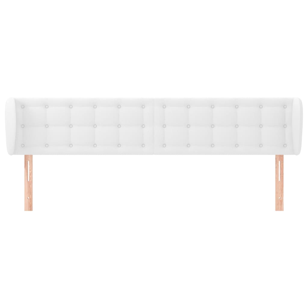sengegavl med kanter 203x23x78/88 cm kunstlæder hvid