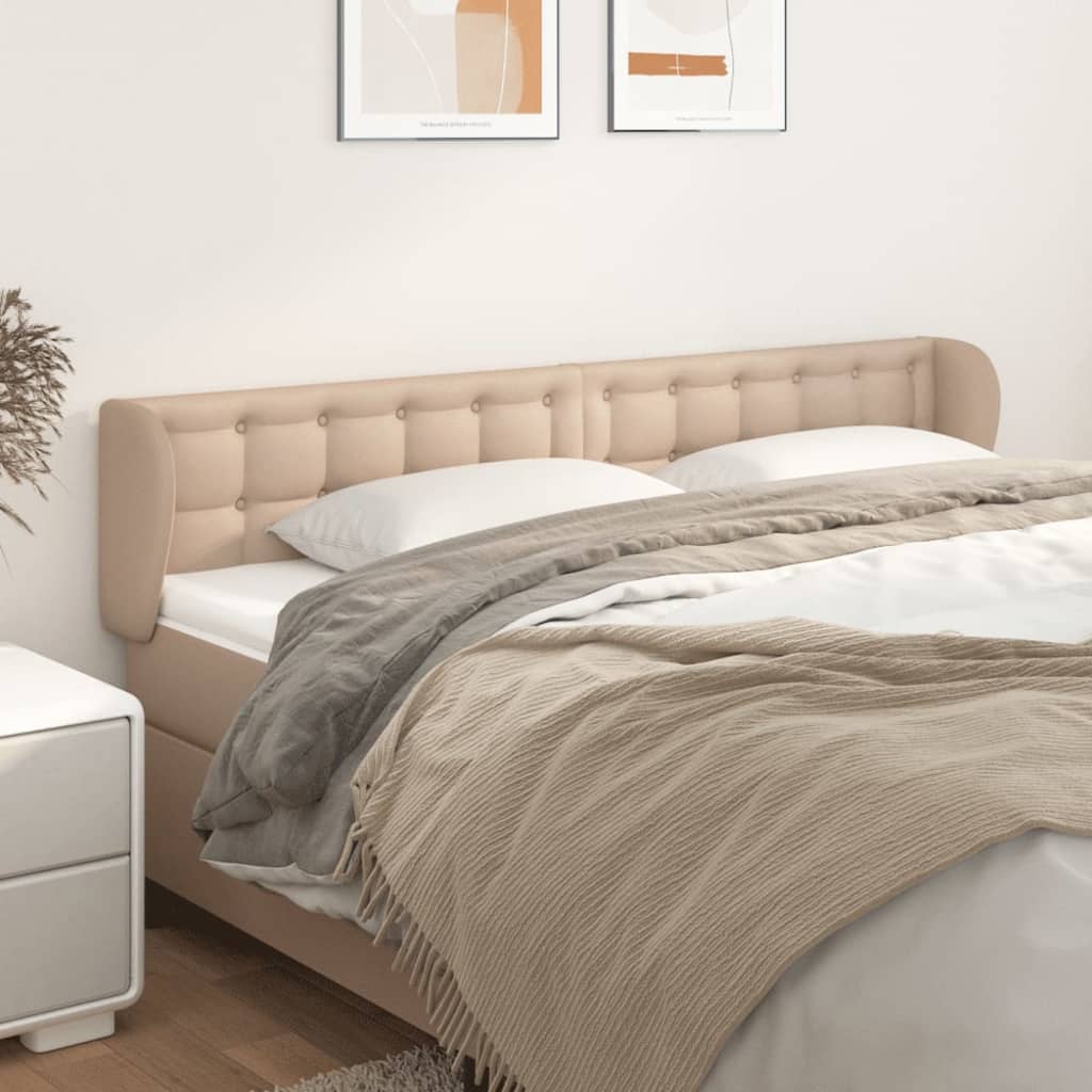 sengegavl med kanter 203x23x78/88 cm kunstlæder cappuccino