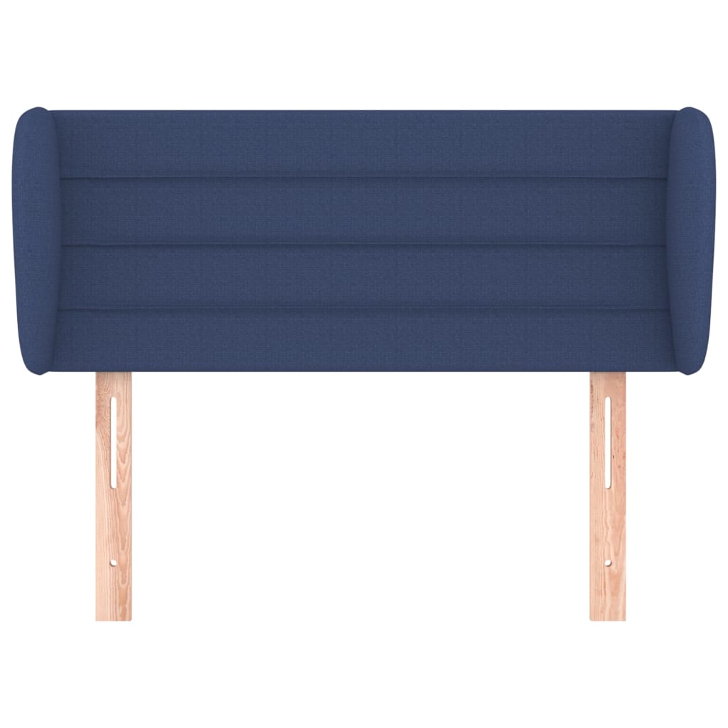 sengegavl med kanter 83x23x78/88 cm stof blå