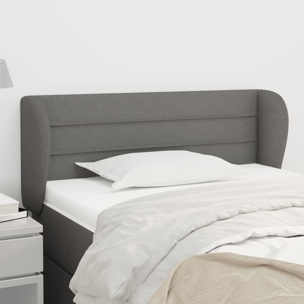 sengegavl med kanter 93x23x78/88 cm stof mørkegrå