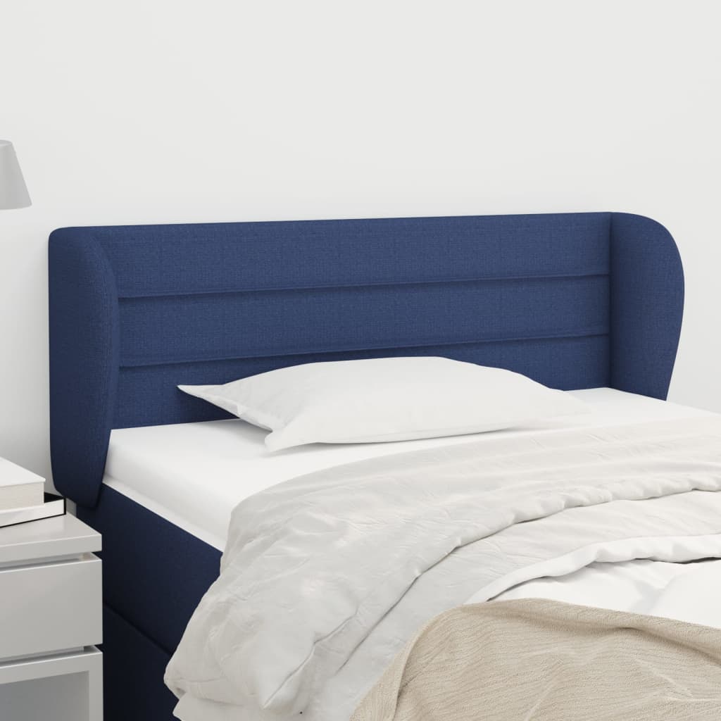 sengegavl med kanter 93x23x78/88 cm stof blå