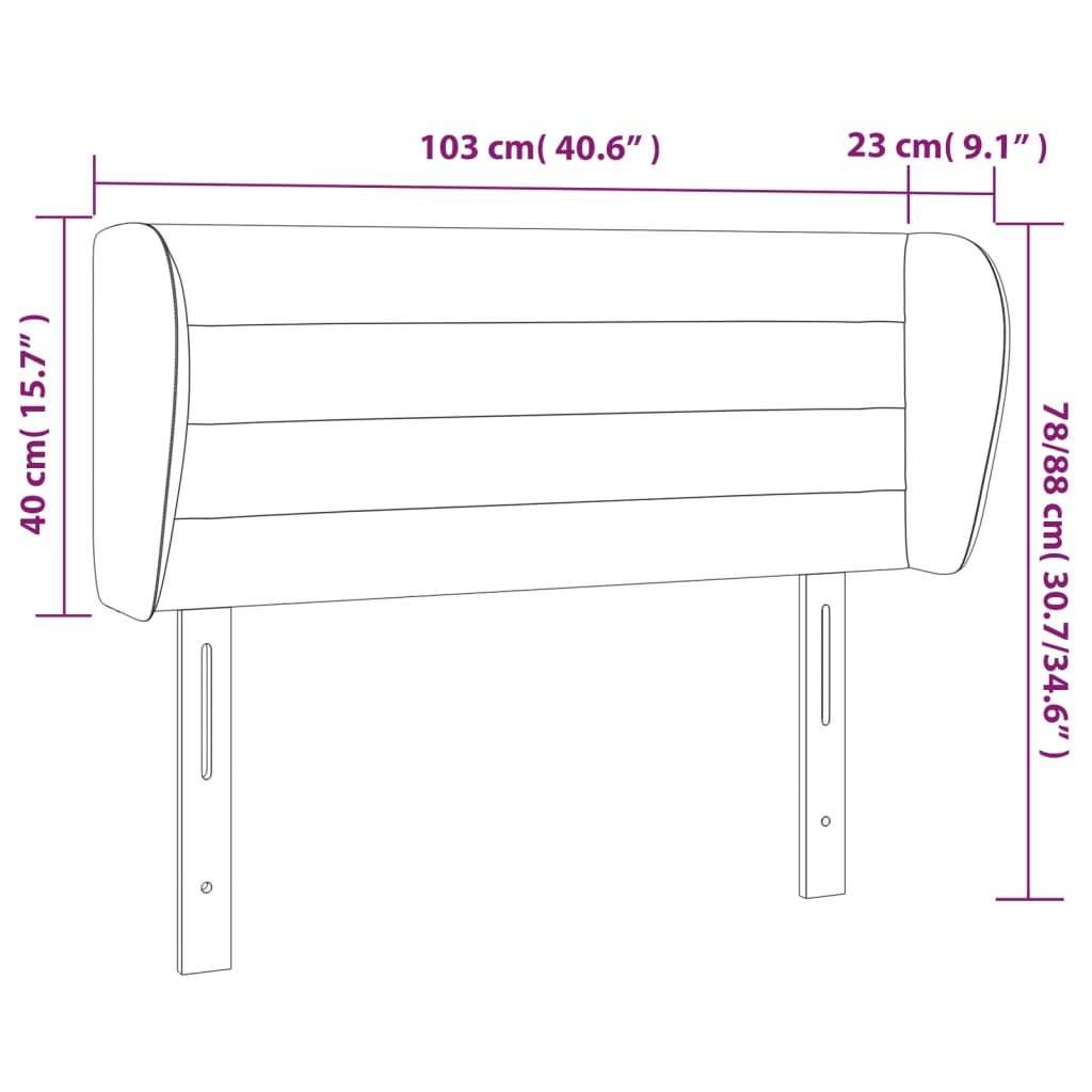 sengegavl med kanter 103x23x78/88 cm stof sort