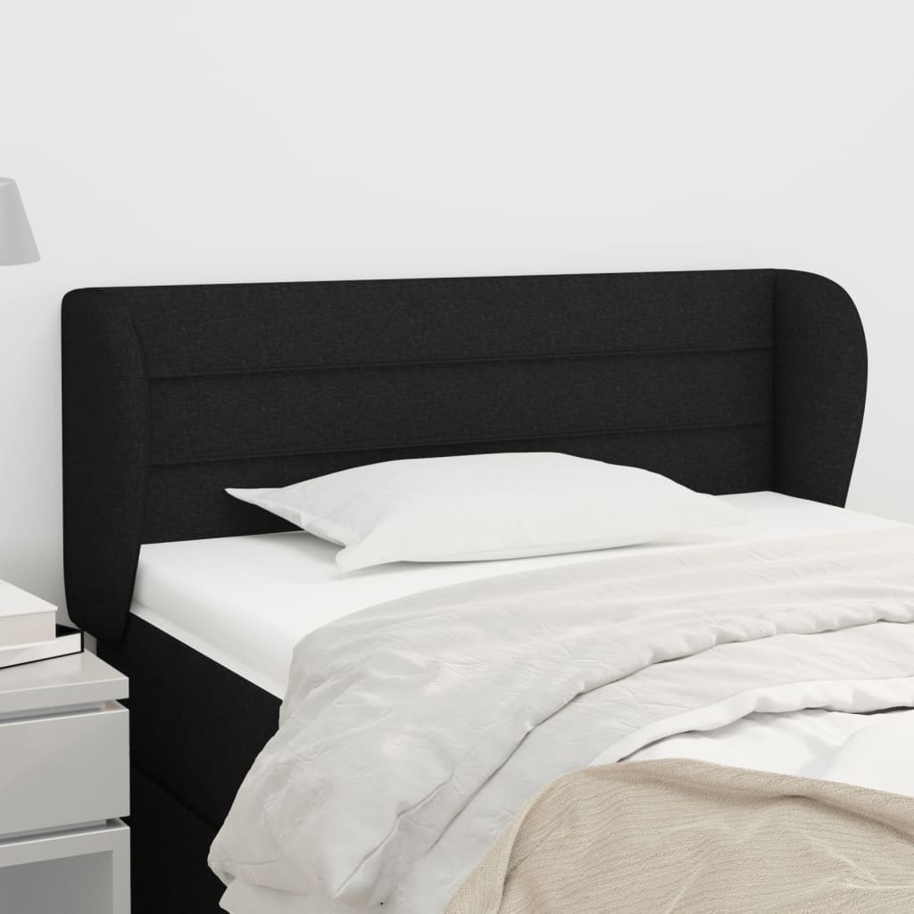 sengegavl med kanter 103x23x78/88 cm stof sort