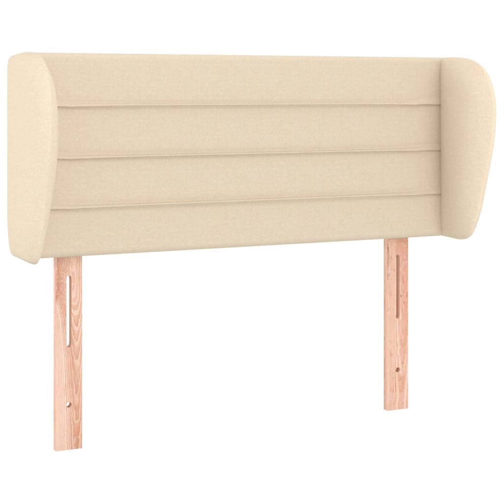 sengegavl med kanter 103x23x78/88 cm stof cremefarvet