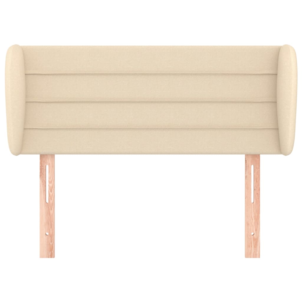 sengegavl med kanter 103x23x78/88 cm stof cremefarvet