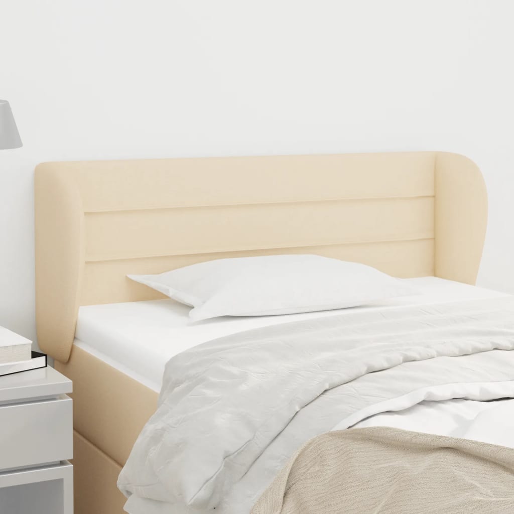 sengegavl med kanter 103x23x78/88 cm stof cremefarvet
