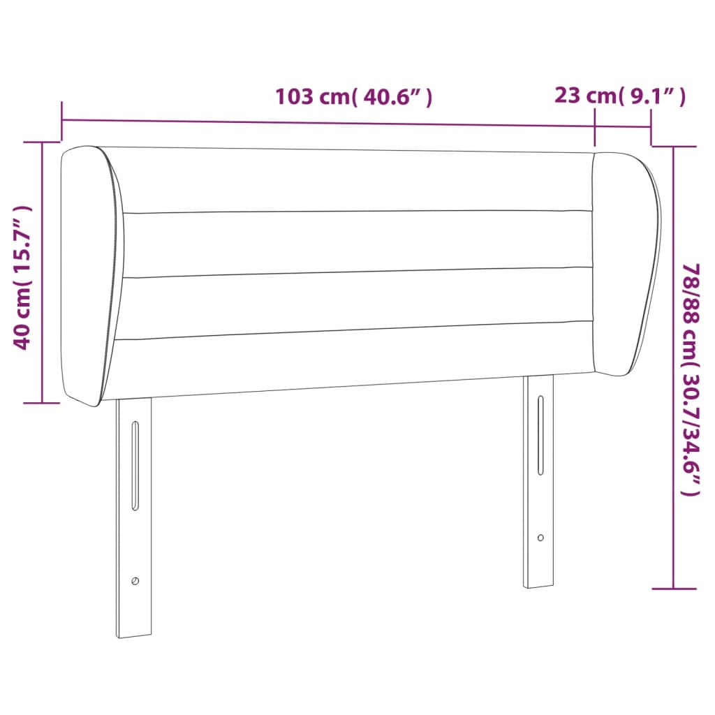 sengegavl med kanter 103x23x78/88 cm stof blå
