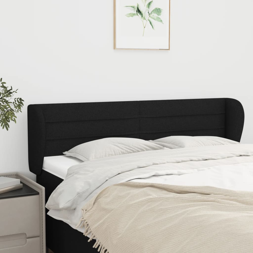 sengegavl med kanter 147x23x78/88 cm stof sort