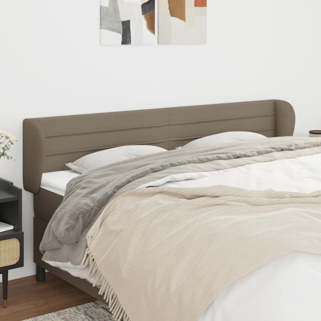 sengegavl med kanter 163x23x78/88 cm stof gråbrun