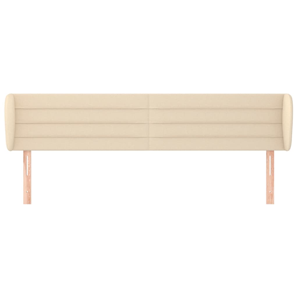 sengegavl med kanter 163x23x78/88 cm stof cremefarvet