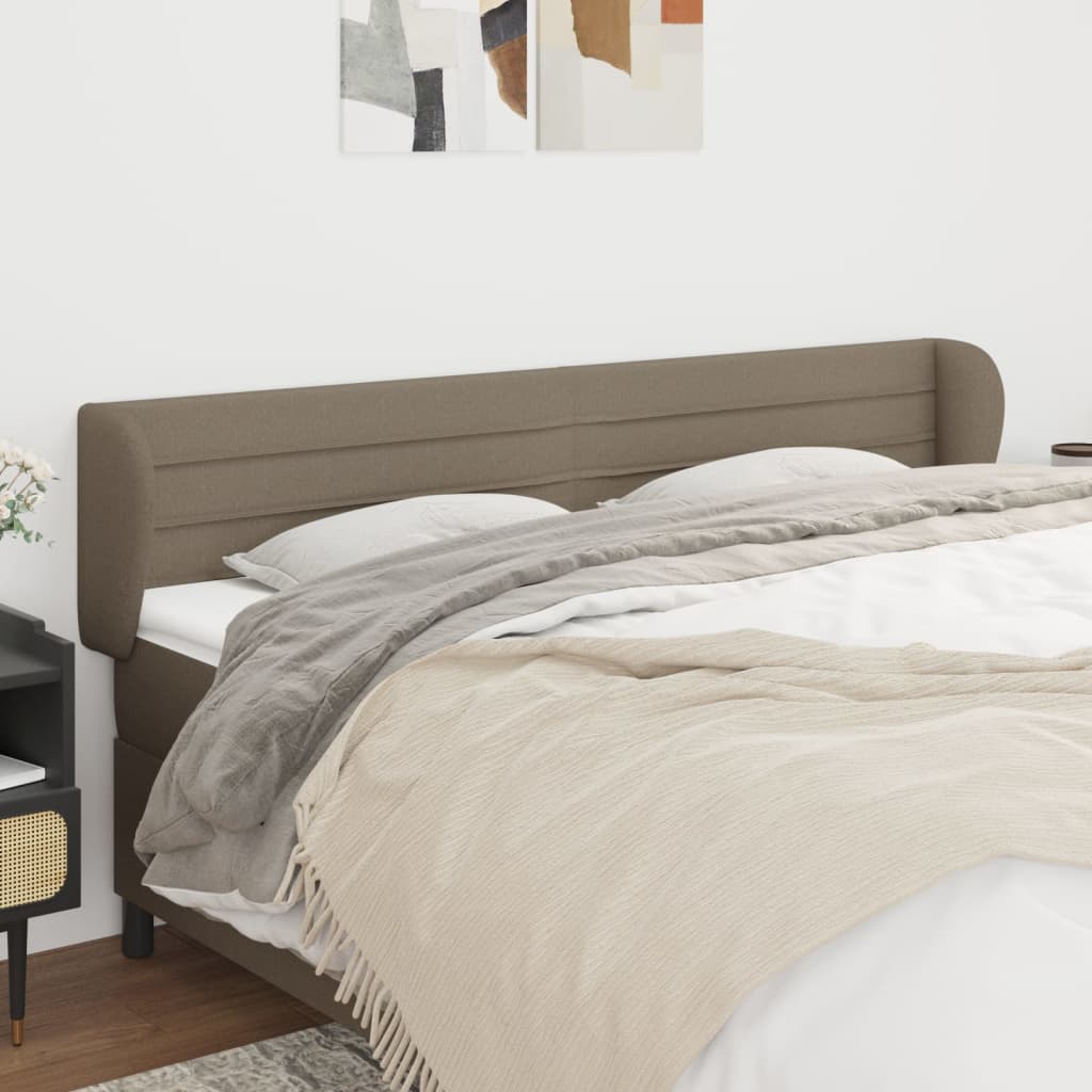 sengegavl med kanter 183x23x78/88 cm stof gråbrun