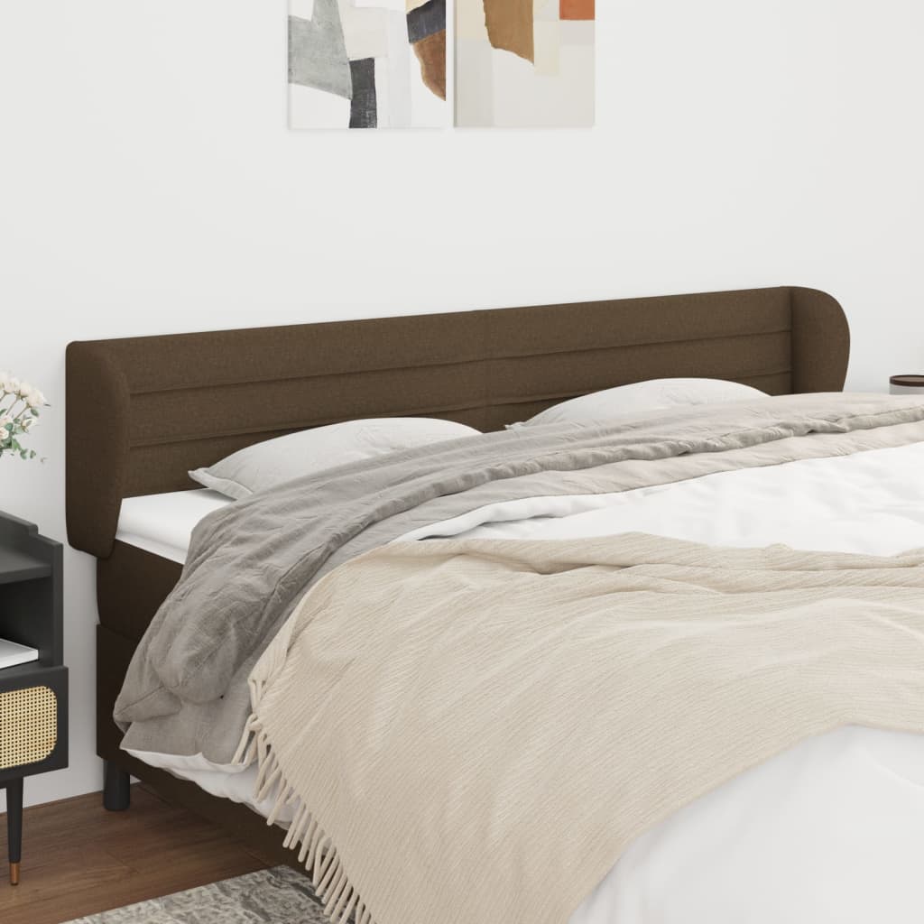 sengegavl med kanter 203x23x78/88 cm stof mørkebrun
