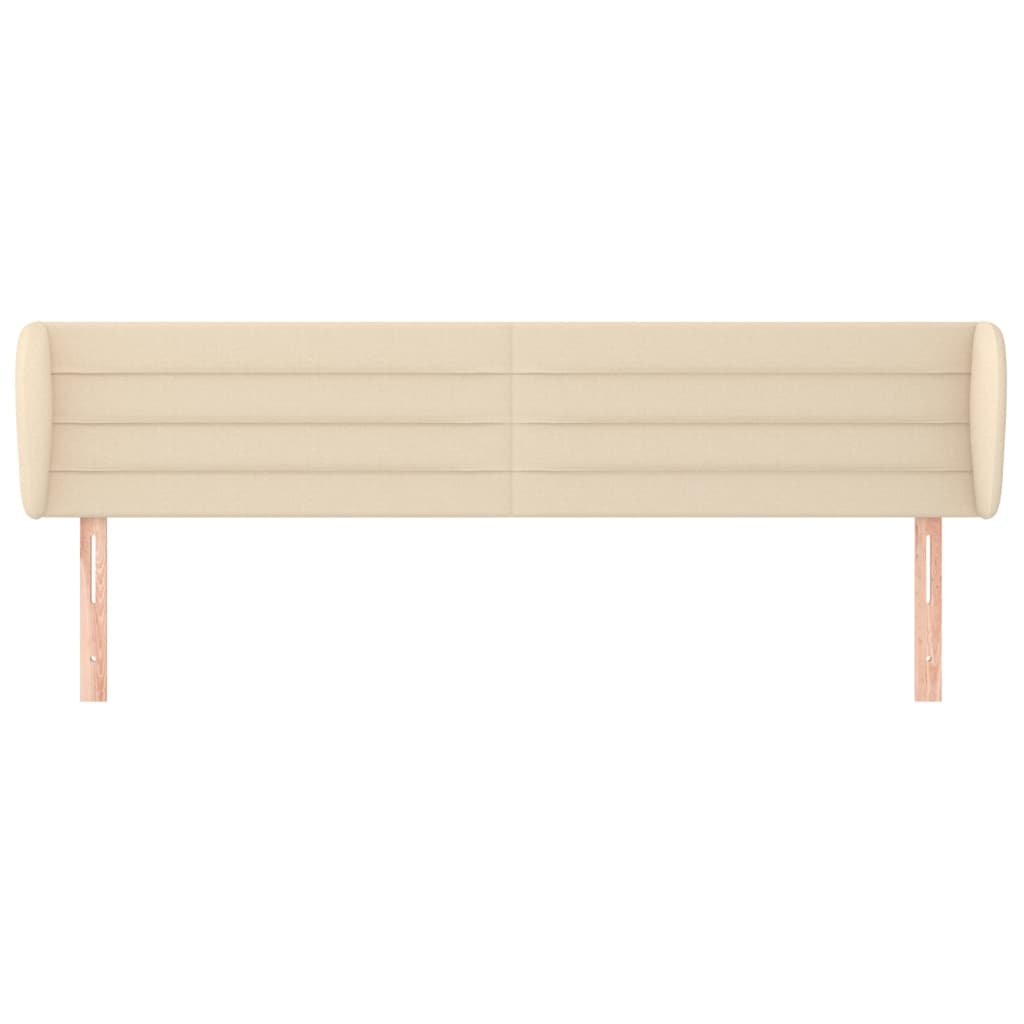 sengegavl med kanter 203x23x78/88 cm stof cremefarvet