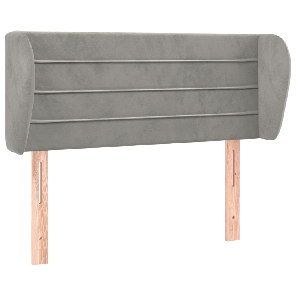sengegavl med kanter 83x23x78/88 cm fløjl lysegrå