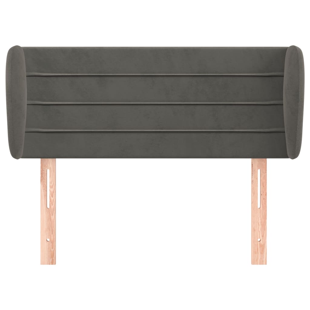 sengegavl med kanter 83x23x78/88 cm fløjl mørkegrå