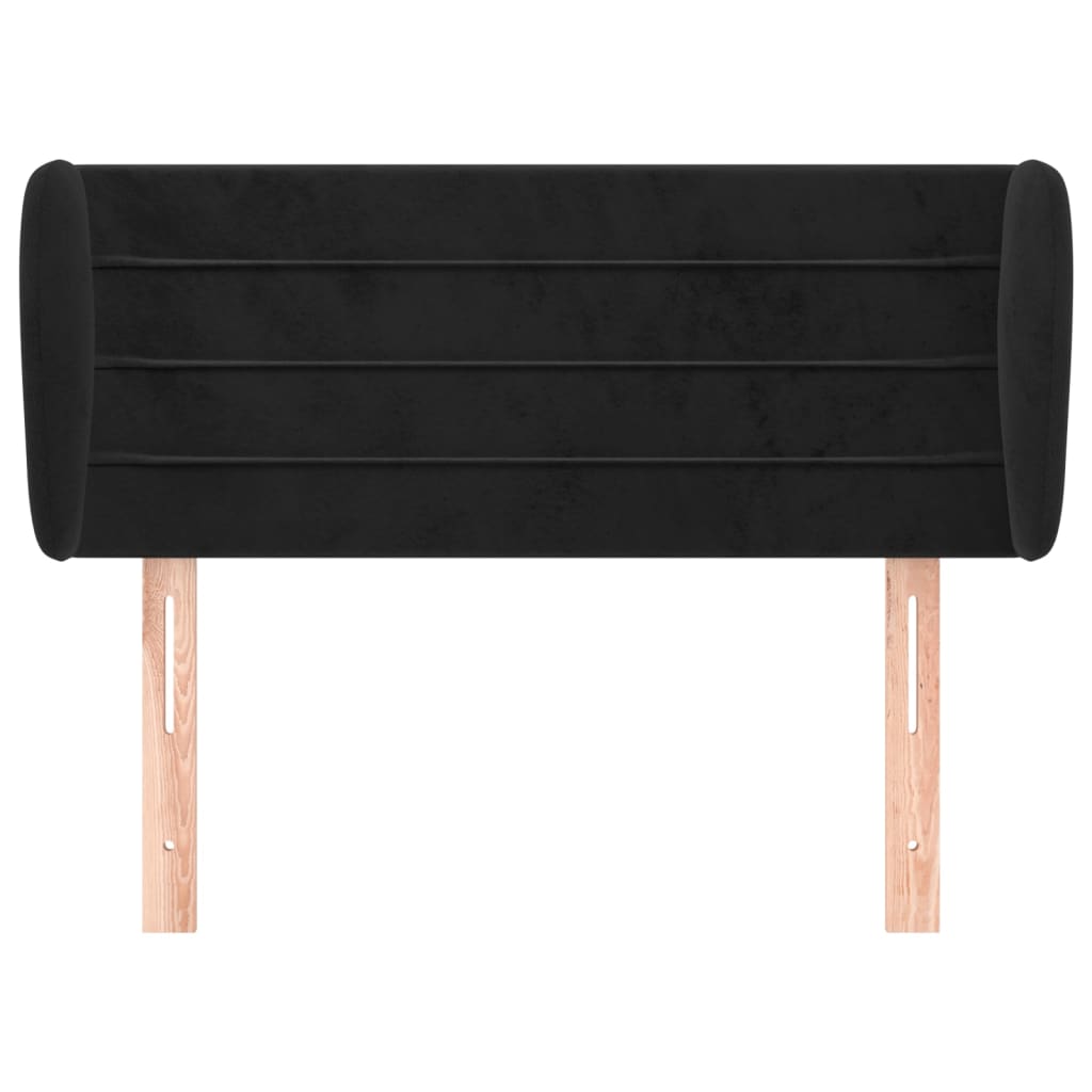 sengegavl med kanter 83x23x78/88 cm fløjl sort
