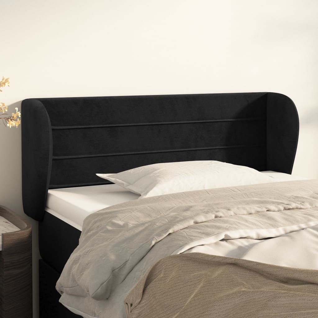 sengegavl med kanter 83x23x78/88 cm fløjl sort