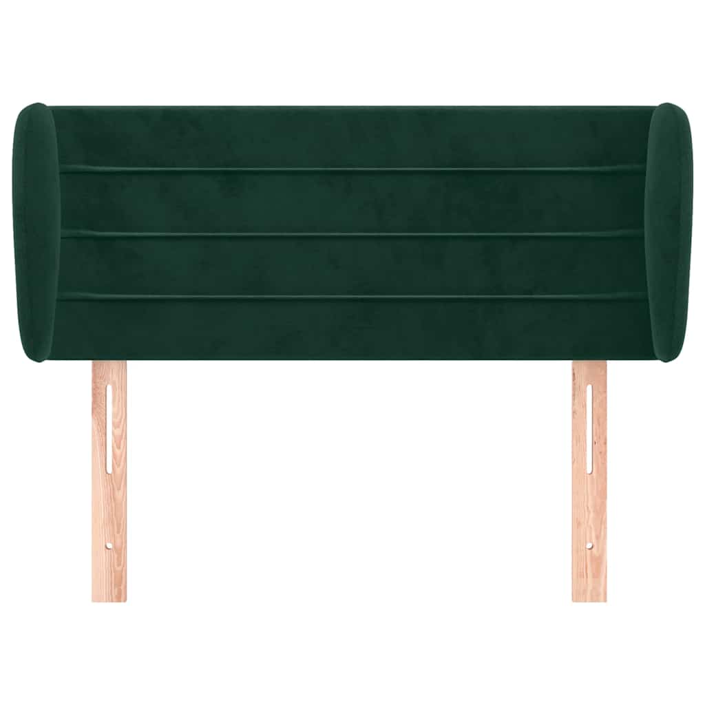 sengegavl med kanter 83x23x78/88 cm fløjl mørkegrøn