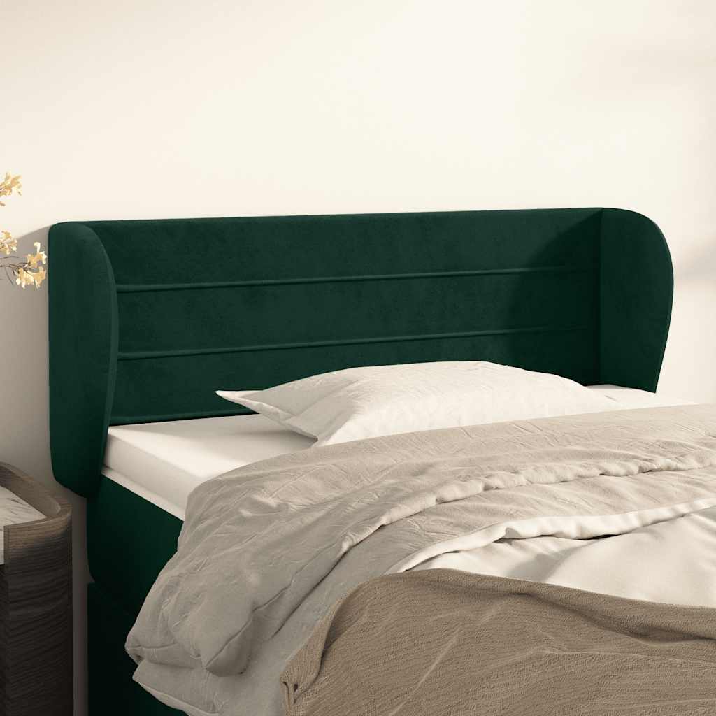 sengegavl med kanter 83x23x78/88 cm fløjl mørkegrøn