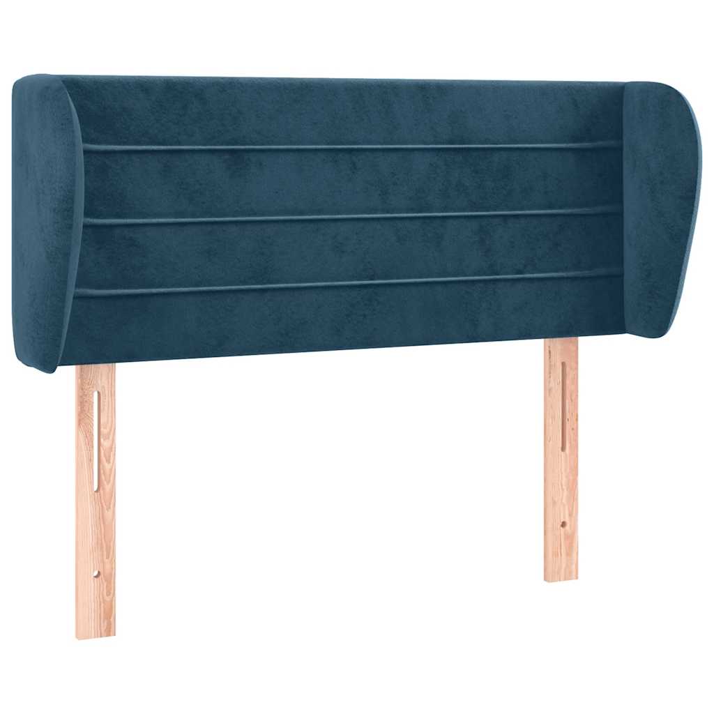 sengegavl med kanter 83x23x78/88 cm fløjl mørkeblå