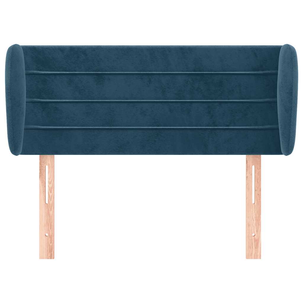 sengegavl med kanter 83x23x78/88 cm fløjl mørkeblå