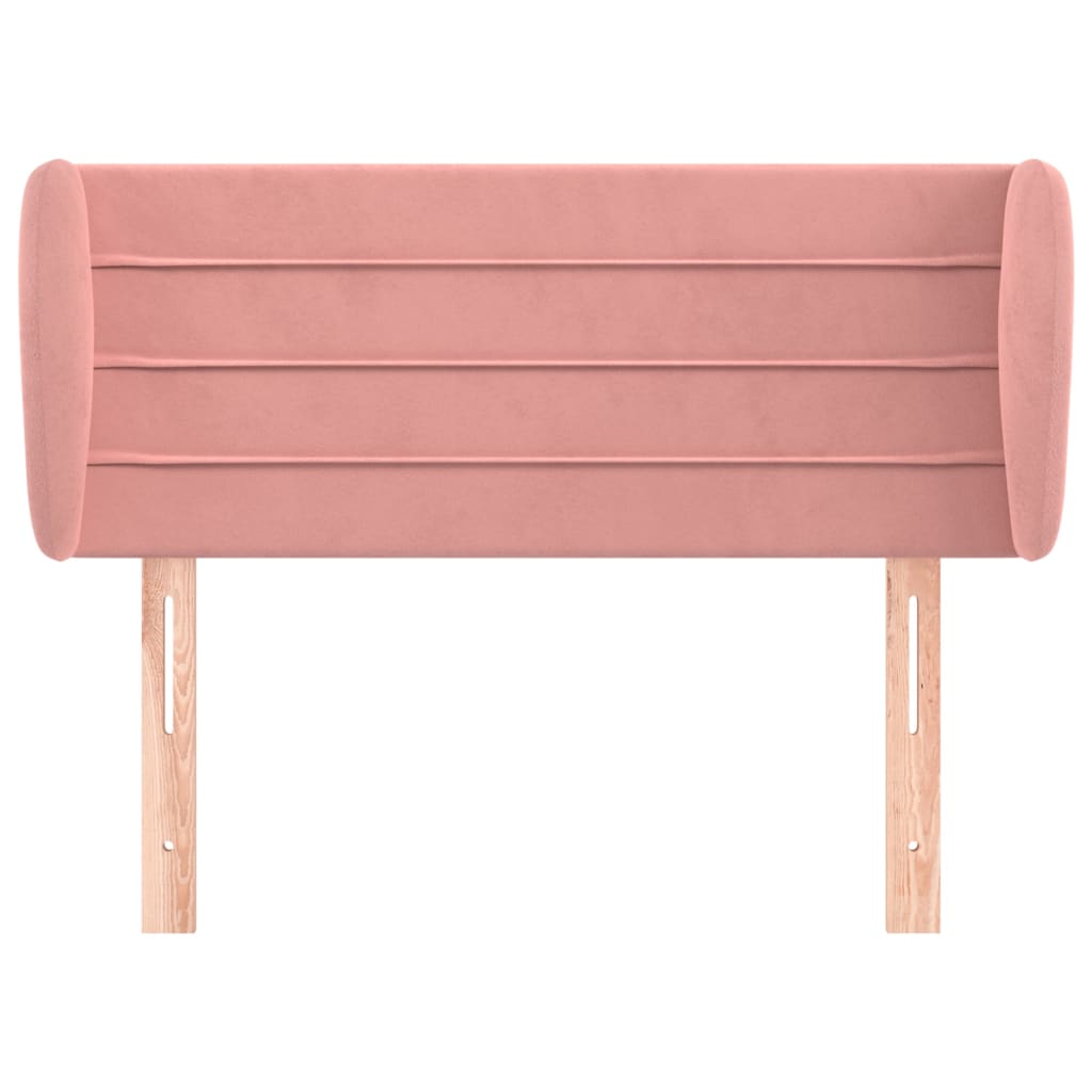 sengegavl med kanter 83x23x78/88 cm fløjl lyserød
