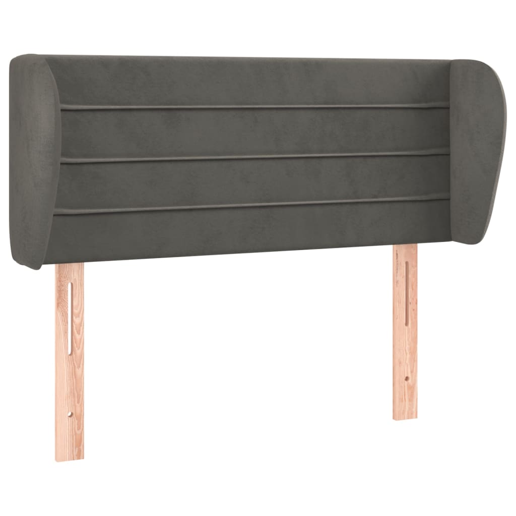 sengegavl med kanter 93x23x78/88 cm fløjl mørkegrå