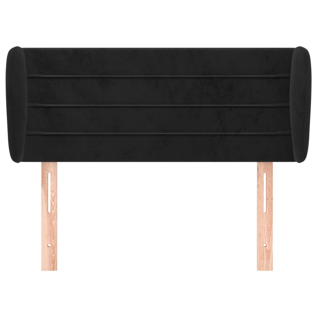 sengegavl med kanter 93x23x78/88 cm fløjl sort