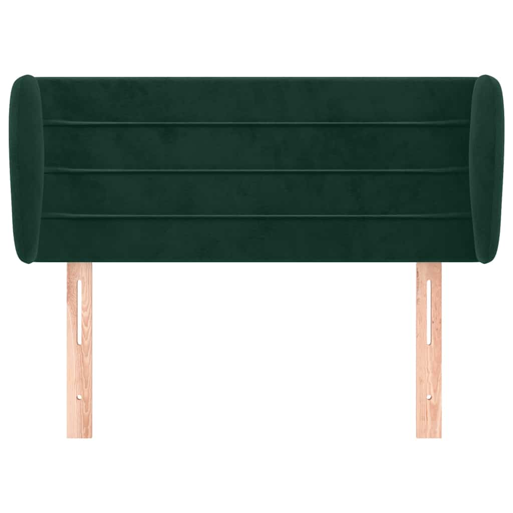 sengegavl med kanter 93x23x78/88 cm fløjl mørkegrøn