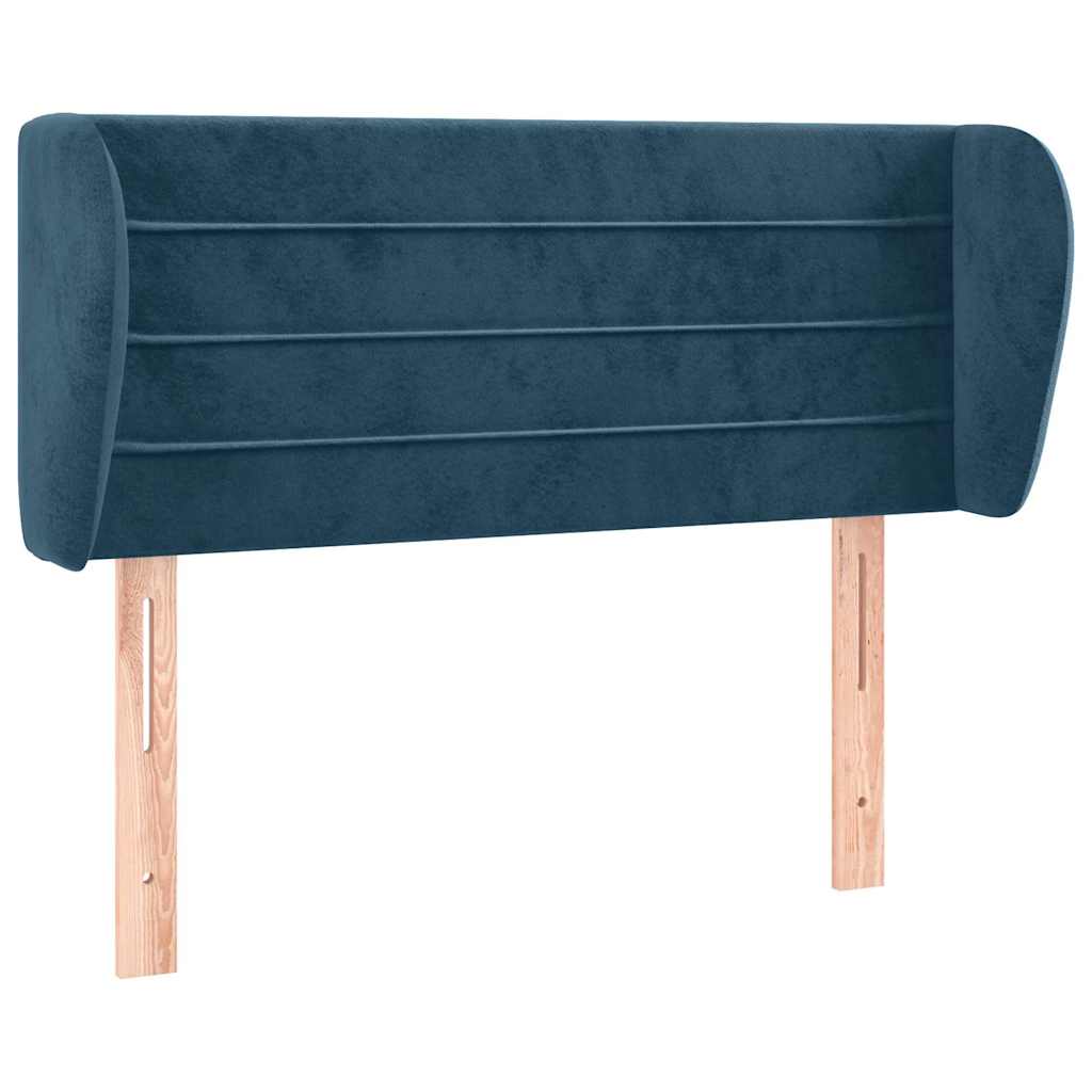 sengegavl med kanter 93x23x78/88 cm fløjl mørkeblå