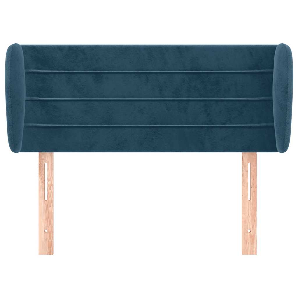 sengegavl med kanter 93x23x78/88 cm fløjl mørkeblå