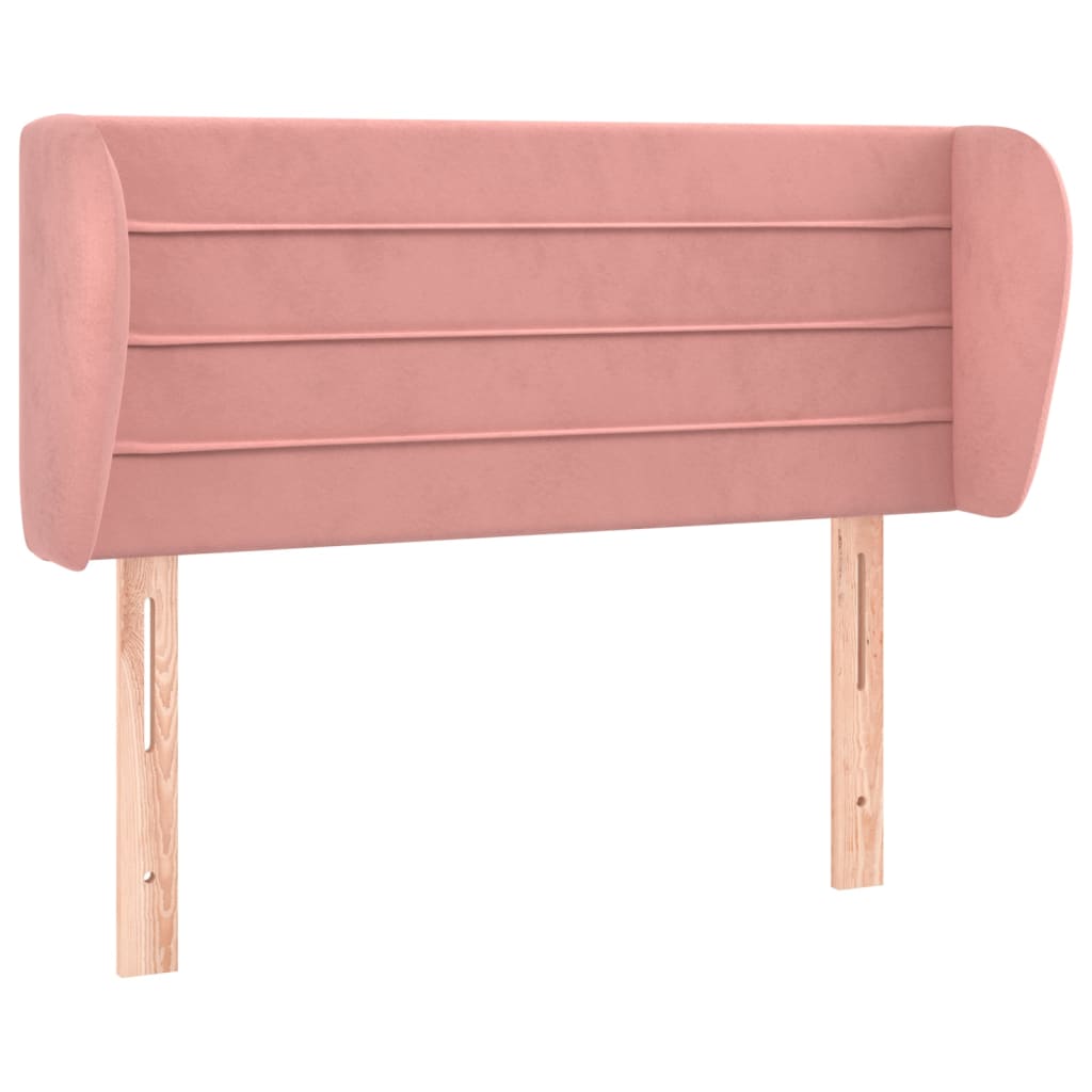 sengegavl med kanter 93x23x78/88 cm fløjl lyserød